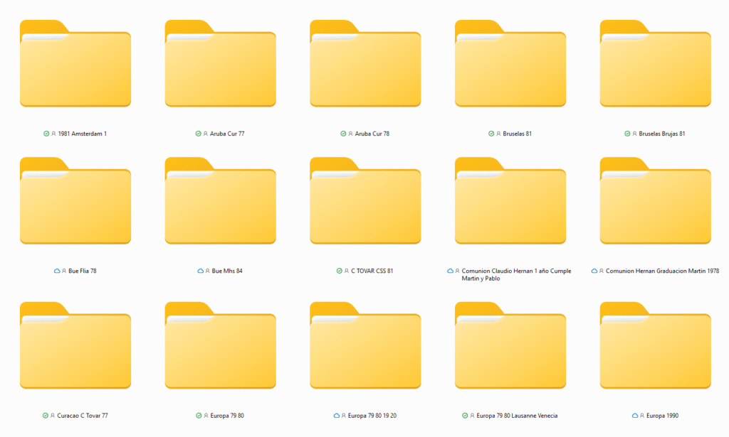 Organización digital de fotos familiares por año y tema