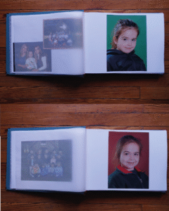 Montaje de fotos de primaria con intercalado de papel vegetal
